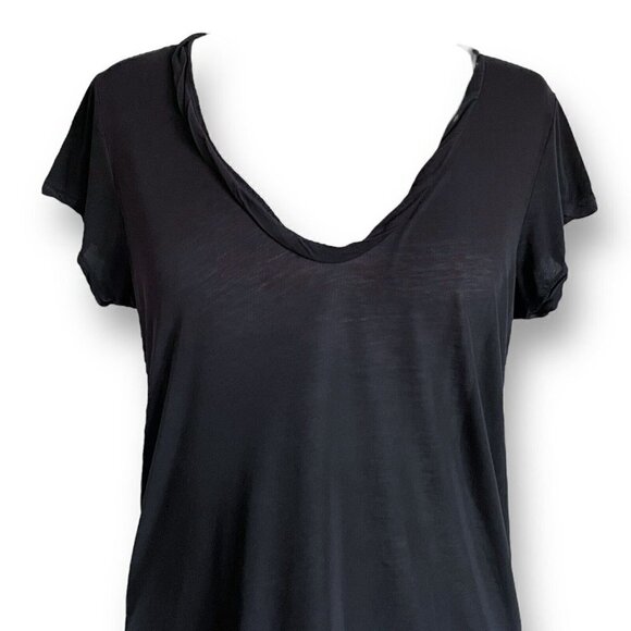 Standard James Perse Womens Tee Sz 2 M Gray Silk V-neck Shirt Minimalist Top - Picture 2 of 6